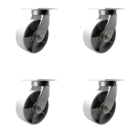 Service Caster 8'' Heavy Duty Semi Steel Cast Iron Caster Set with Swivel Locks , 4PK CRAN-SCC-KP92S830-SSR-BSL-4